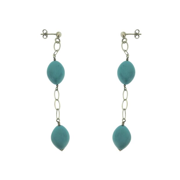 Orecchini pendenti in argento 925% con Pietre Turchesi