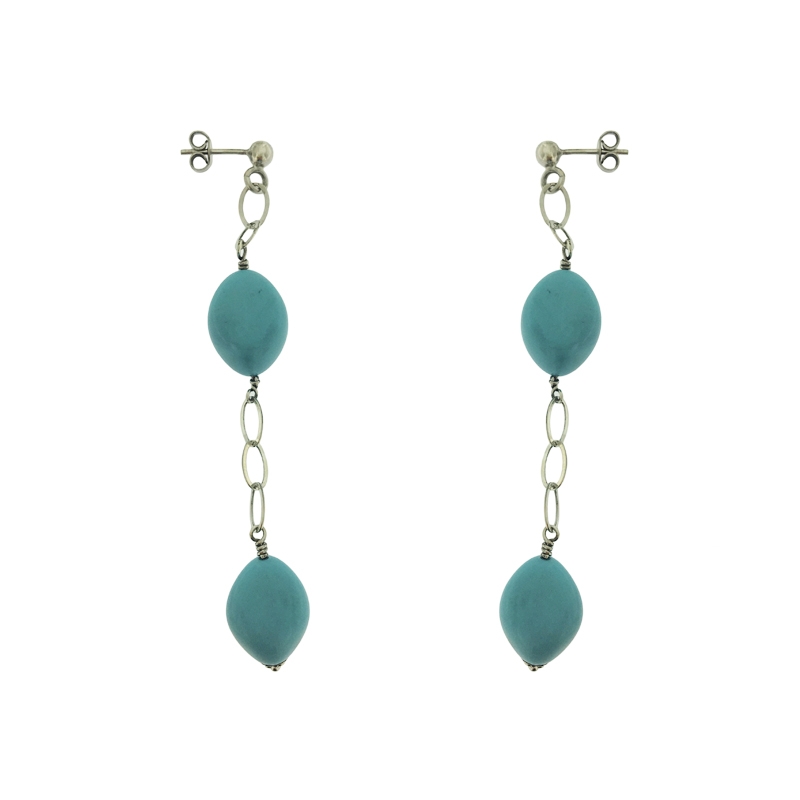 Orecchini pendenti in argento 925% con Pietre Turchesi