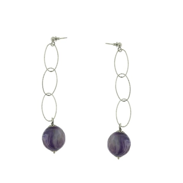 Orecchini realizzati in argento 925% con agata viola