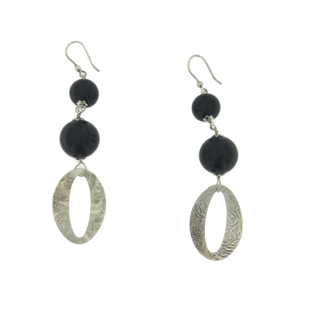 Orecchini pendenti in argento 925% ed Onice