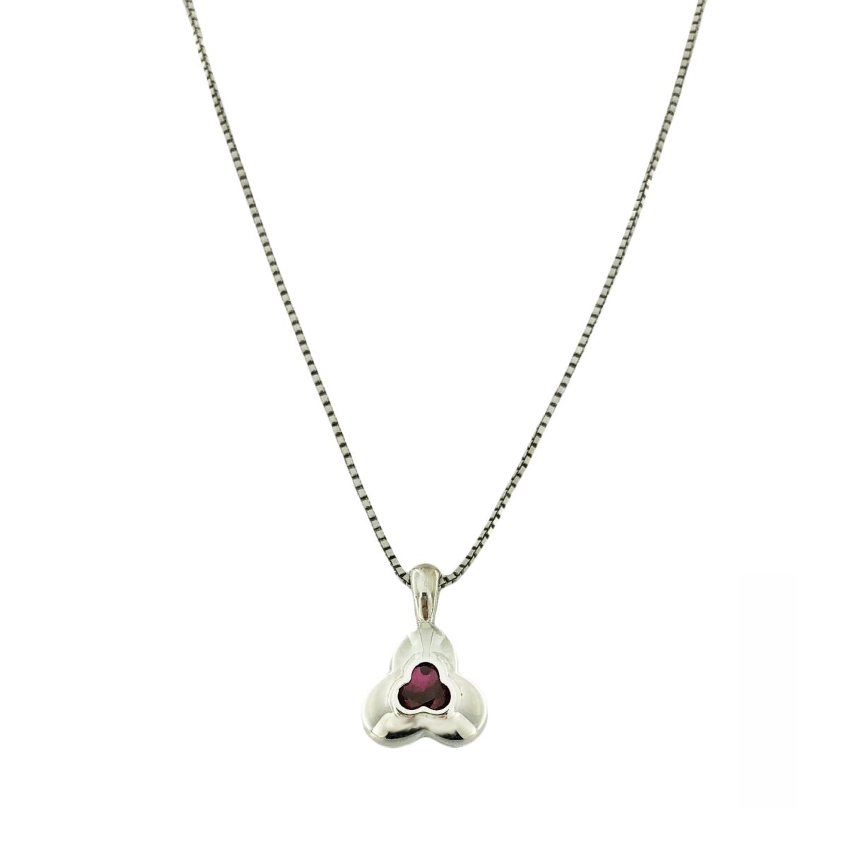 Collana con ciondolo in argento 925% e pietra rossa
