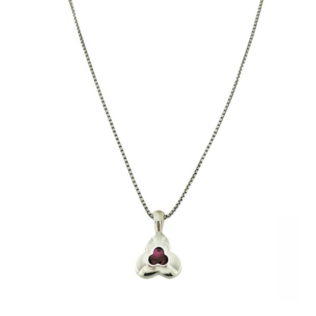 Collana con ciondolo in argento 925% e pietra rossa