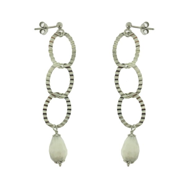 Orecchini pendenti in argento 925% con pietre Bianche