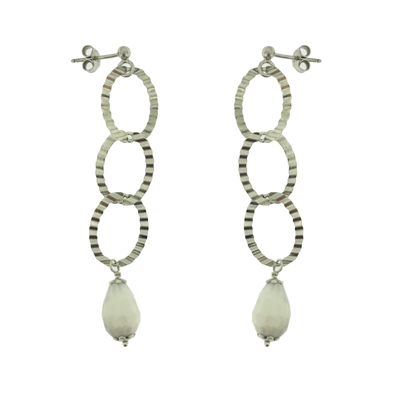 Orecchini pendenti in argento 925% con pietre Bianche