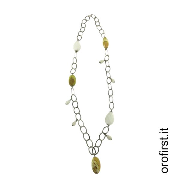 Collana in argento con pietre colorate