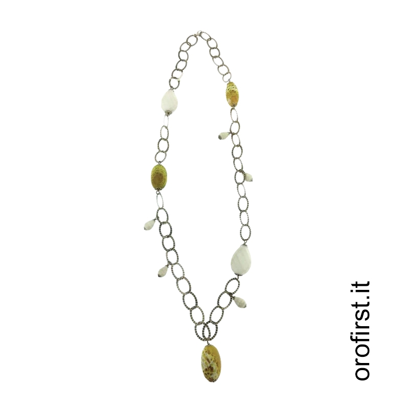 Collana in argento con pietre colorate