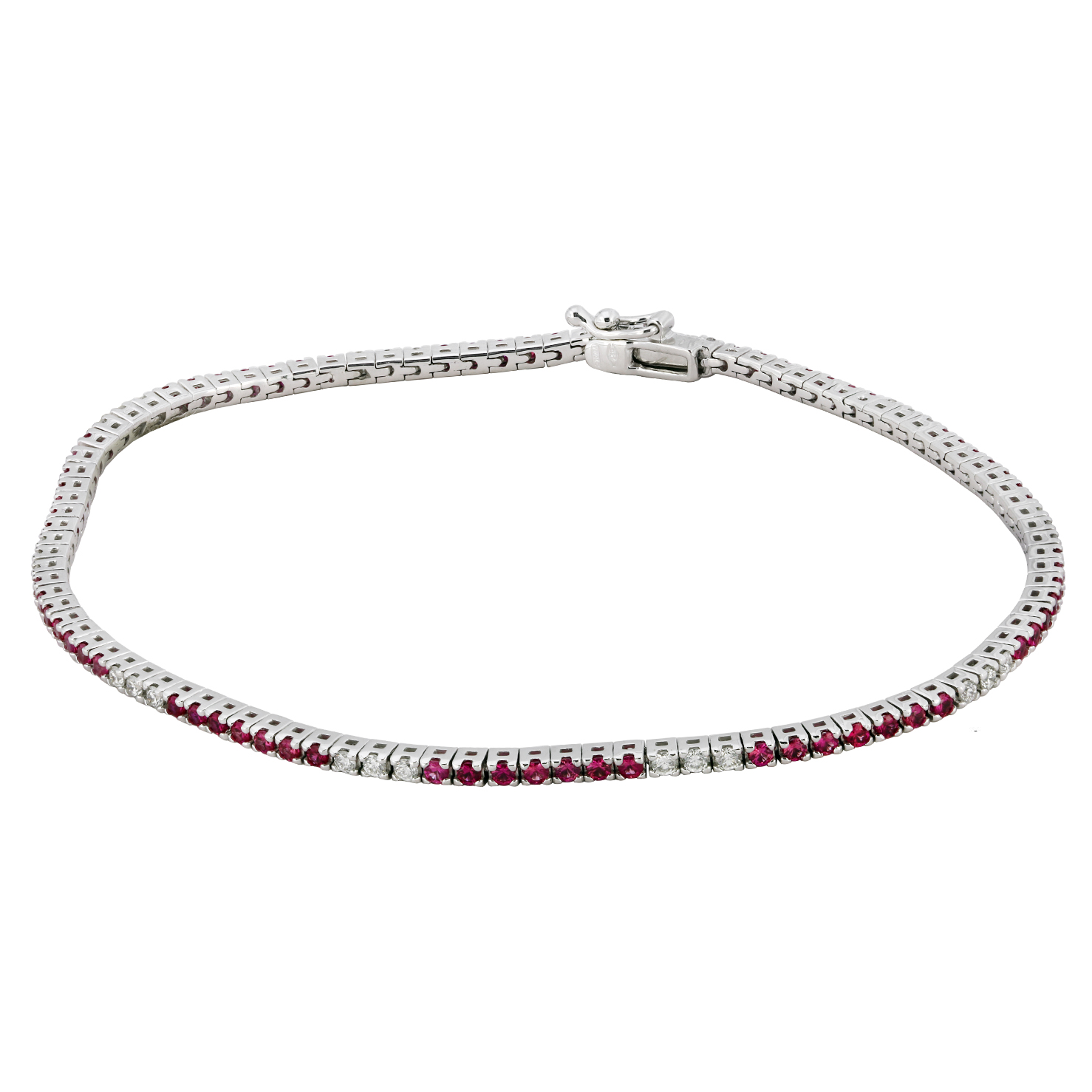 Bracciale tennis in oro, diamanti 0,30ct tot e zaffiri rosa 1,05ct tot  ricondizionato a 850.00€