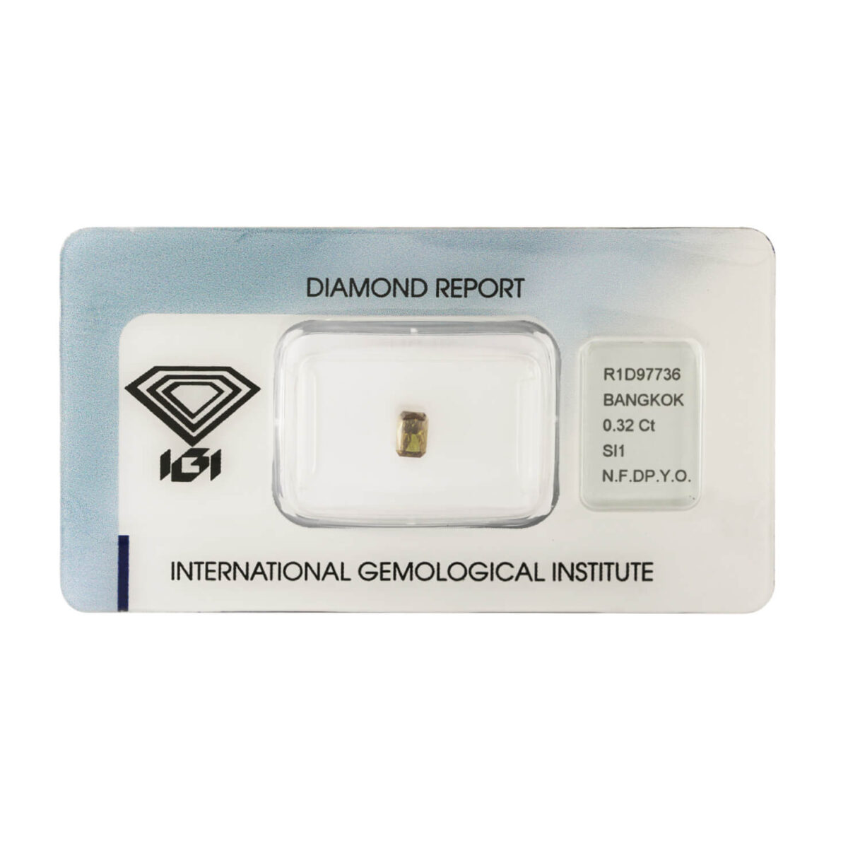 Diamante emerald natural fancy yellowish orange certificato IGI 0,32 ct