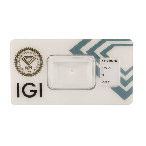 Diamante rectangular certificato IGI 0,24 ct