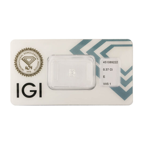 Diamante rectangular certificato IGI 0,37 ct