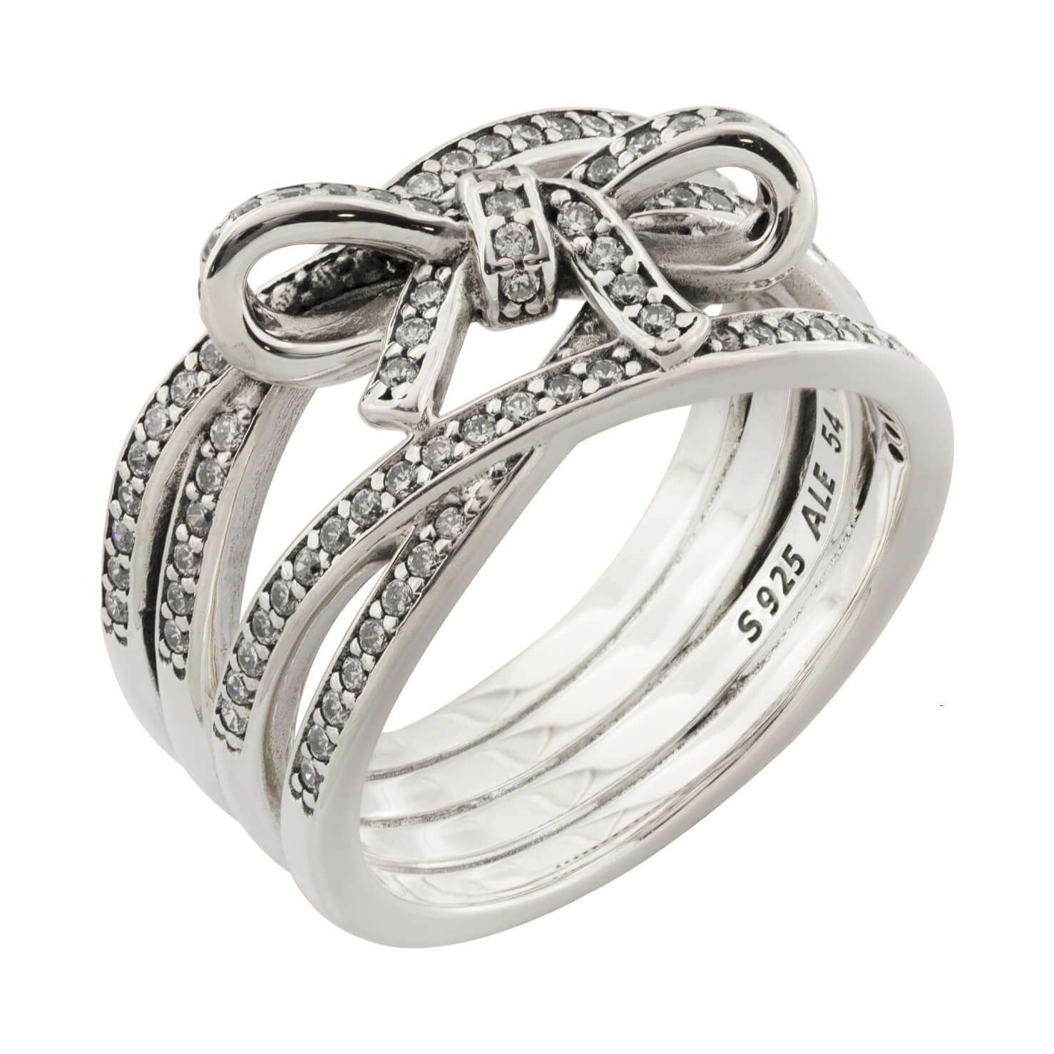 Anello Pandora con fiocco e zirconi in argento 925% ricondizionato ...