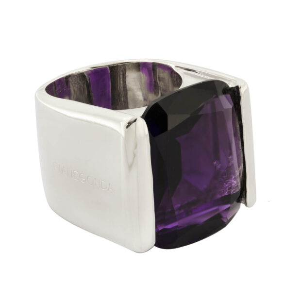 Anello Pianegonda in argento con pietra viola