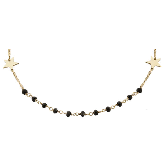 Collana Maman et Sophie in argento rosato e pietre nere