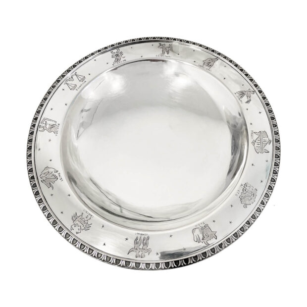 Piatto segni zodiacali in argento 800