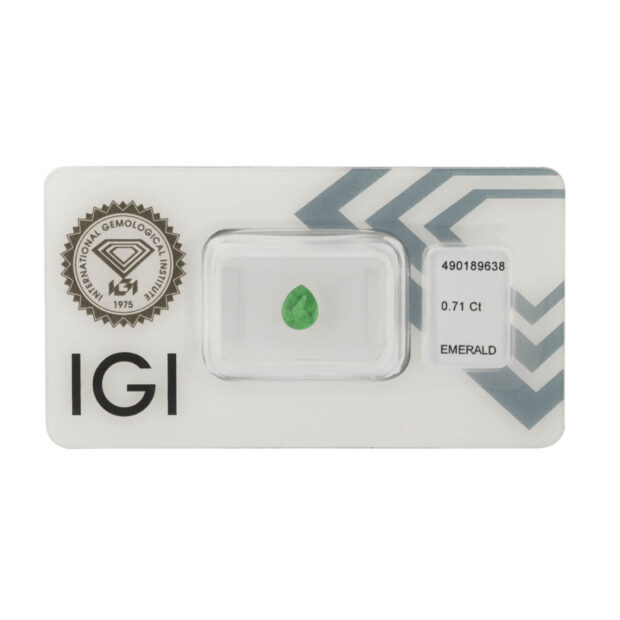 Smeraldo pear cut 0,71ct certificato IGI