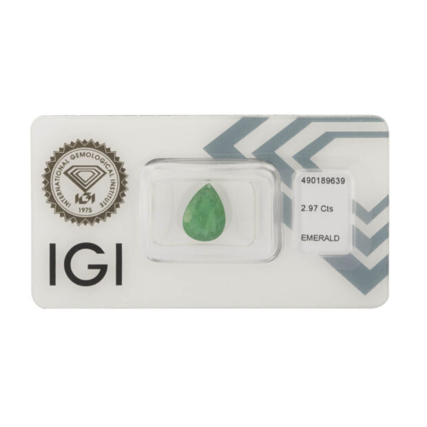 Smeraldo pear cut 2,97ct certificato IGI