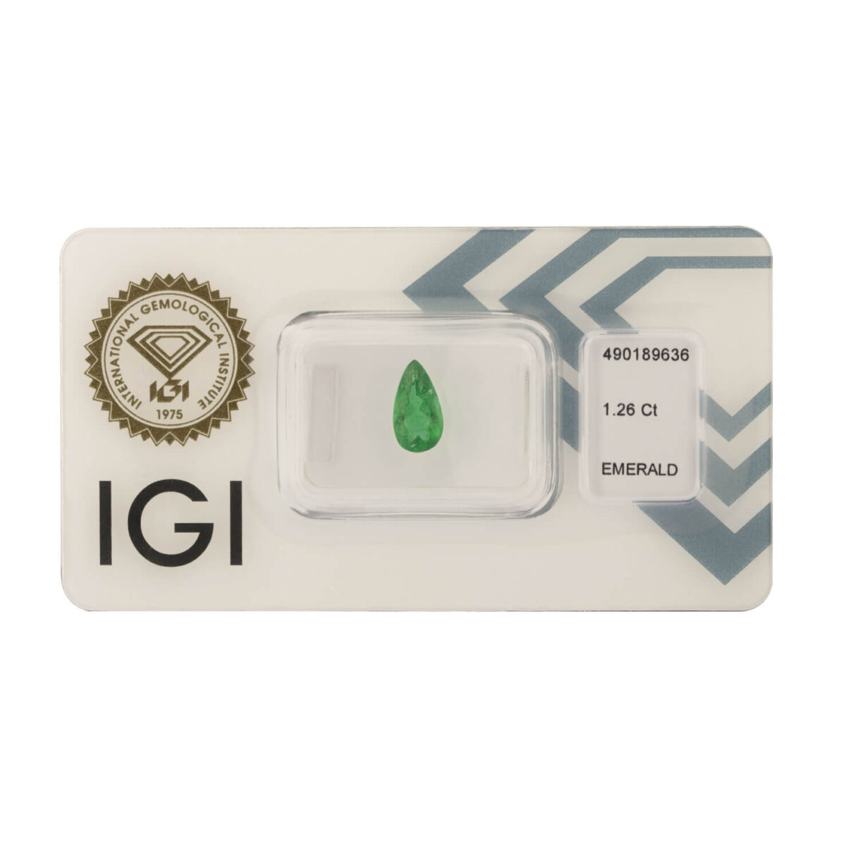 Smeraldo pear cut 1,26ct certificato IGI