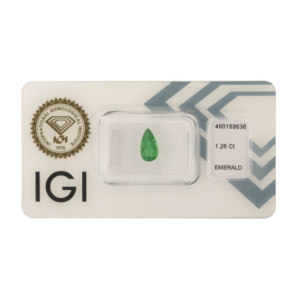 Smeraldo pear cut 1,26ct certificato IGI