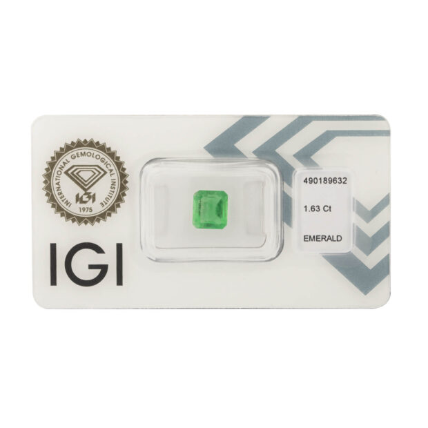 Smeraldo emerald cut 1,63ct certificato IGI