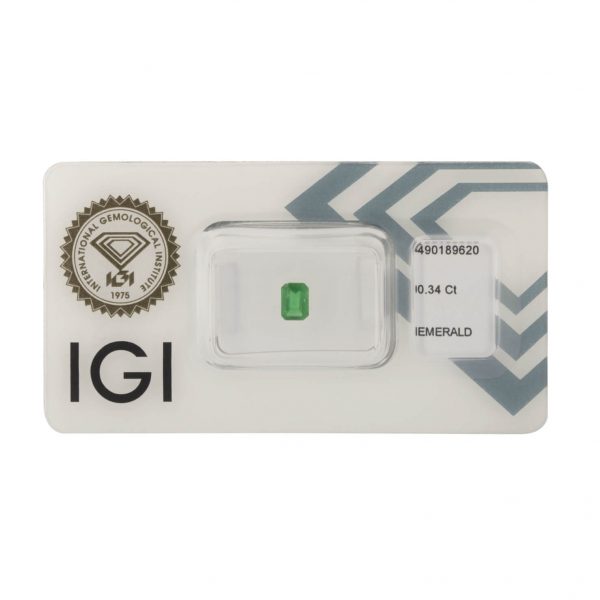 Smeraldo emerald cut 0,34ct certificato IGI