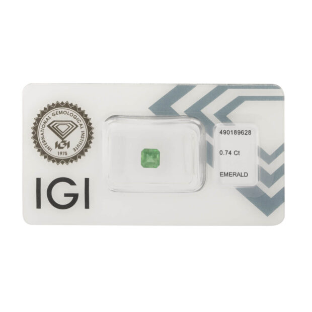 Smeraldo emerald cut 0,74ct certificato IGI
