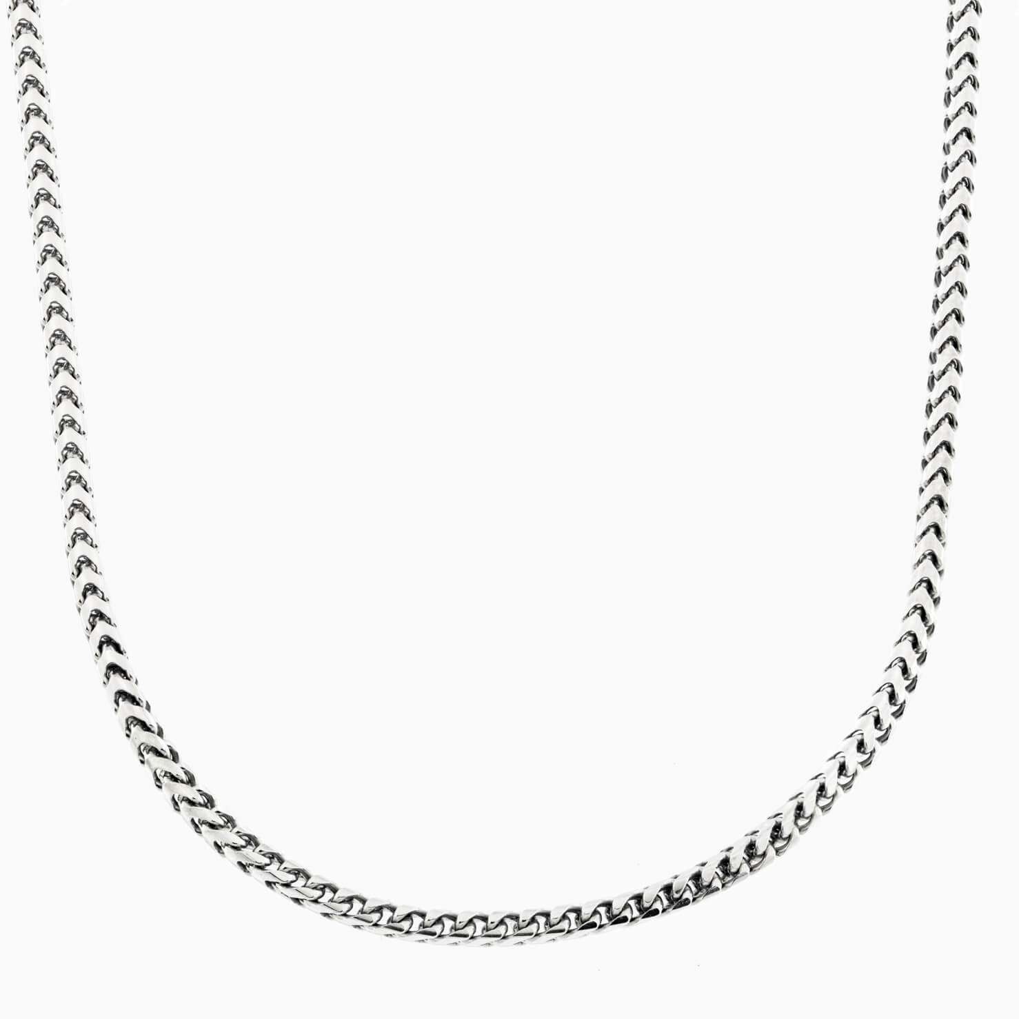 Collana A Catena Spiga In Oro Bianco 10K, Larghezza 1.0 Mm, Lunghezza 40,6 O 45,7 Cm, Per Ciondolo O Da Sola, Con Scatola Regalo