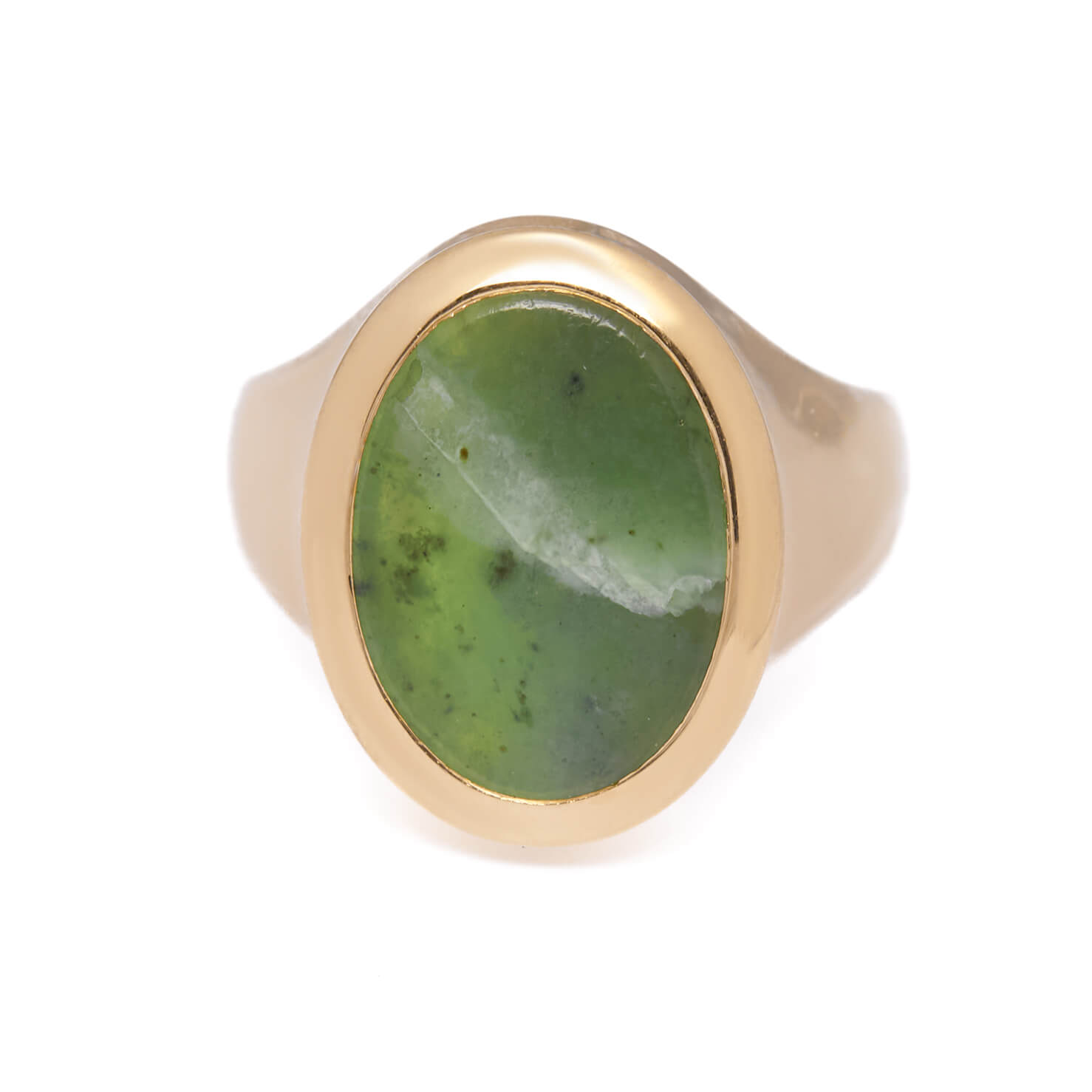 Anello in oro giallo con giada nefrite ricondizionato a 620.00