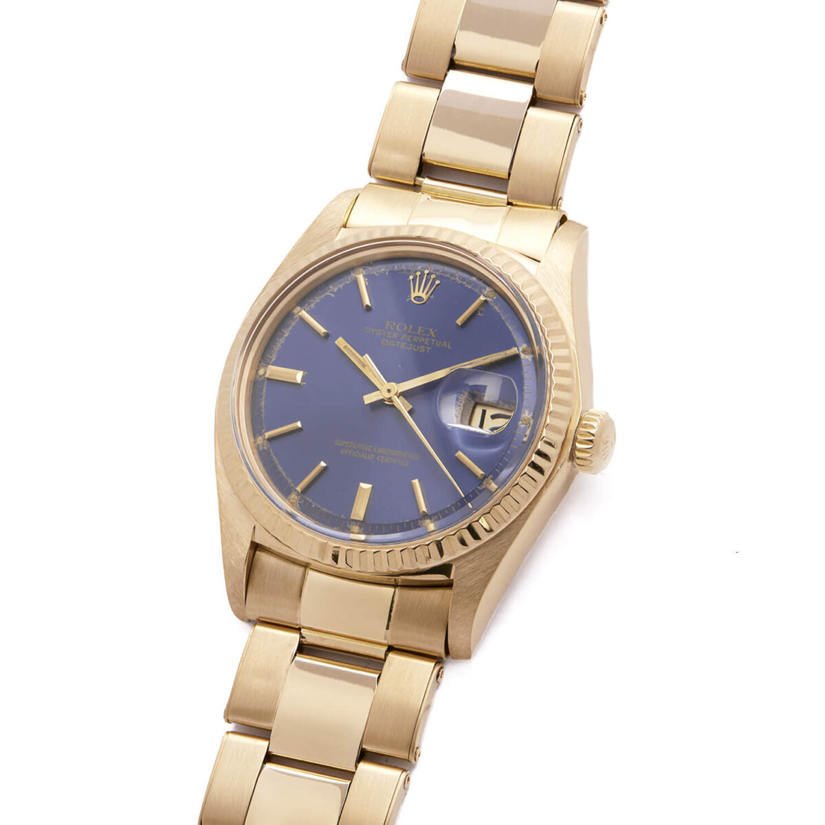 Rolex Datejust blue dial gold 18kt oyster bracelet ref 1601