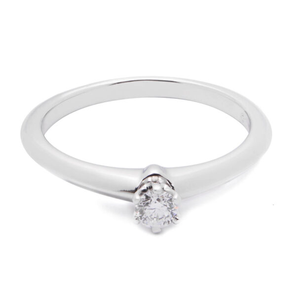 Anello solitario Tiffany in platino e diamante 0,15ct