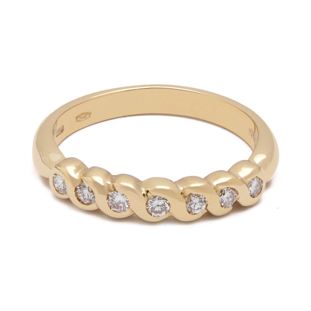 Anello veretta Damiani in oro giallo e diamanti 0,175ct tot