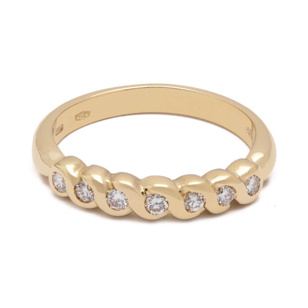 Anello veretta Damiani in oro giallo e diamanti 0,175ct tot