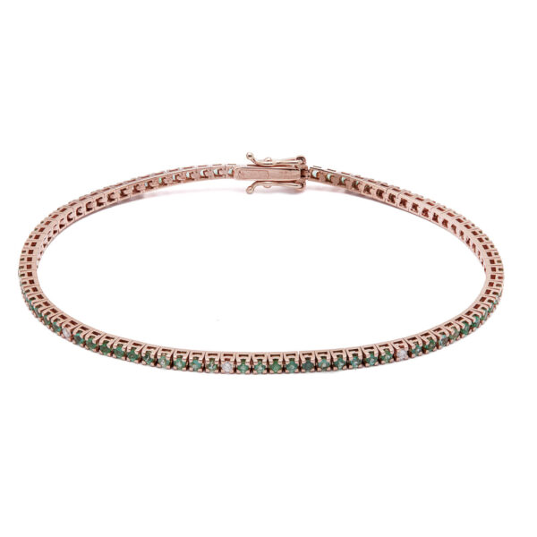 Bracciale Tennis in oro rosa con smeraldi 1ct tot e diamanti 0,12ct tot