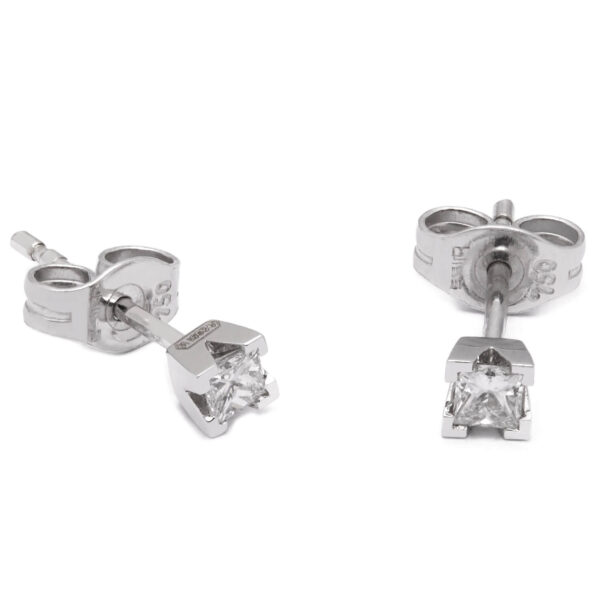Orecchini punto luce in oro bianco e diamanti princess 0,10ct