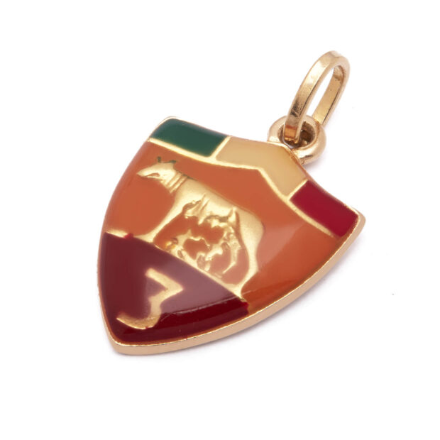 Ciondolo scudetto A.S.Roma in oro giallo e smalto