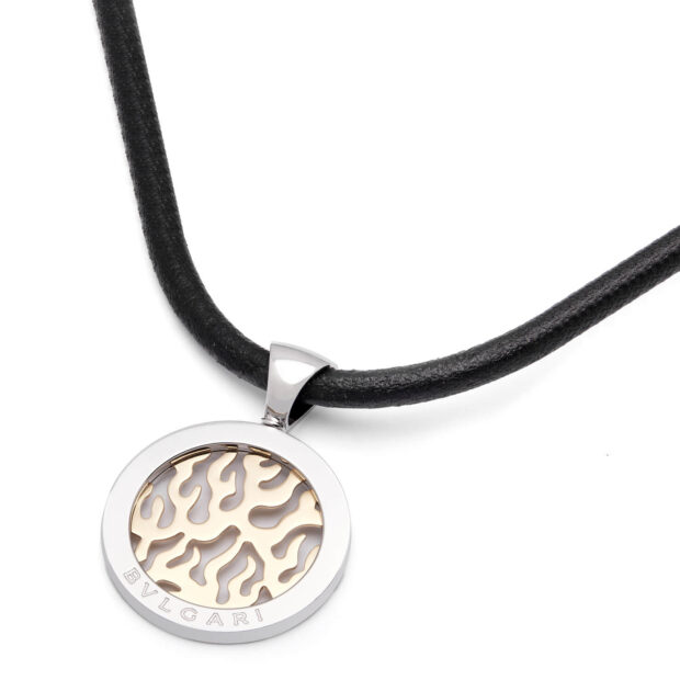 Collana Bulgari con ciondolo Bulgari fire in oro giallo e acciaio