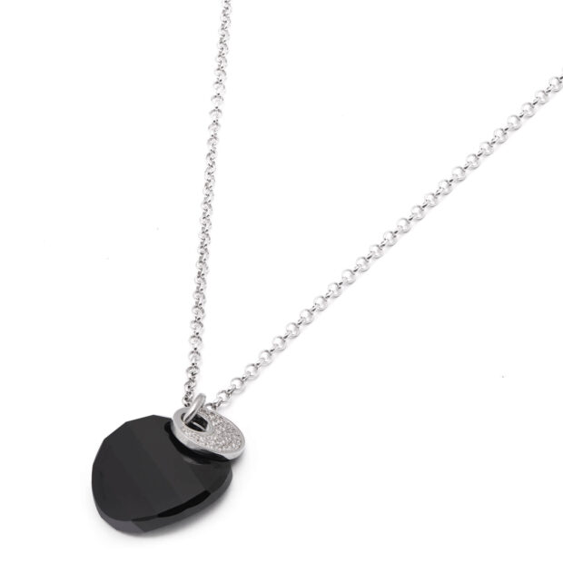Collana Boccadamo collezione armonia in argento con pendente in cristallo Swarovski nero e cristalli bianchi