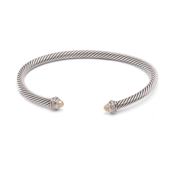 Bracciale rigido David Yourman in argento con finali in oro giallo e diamanti