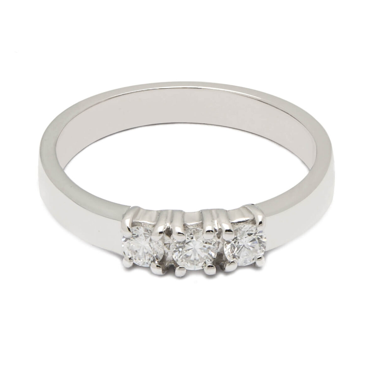 Anello trilogy in oro bianco e diamanti 0,23ct