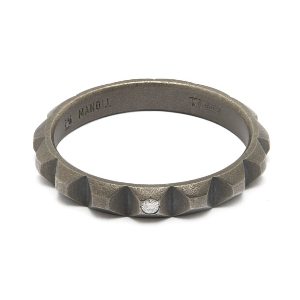 Anello veretta Mano J. linea Watt in titanio e diamanti