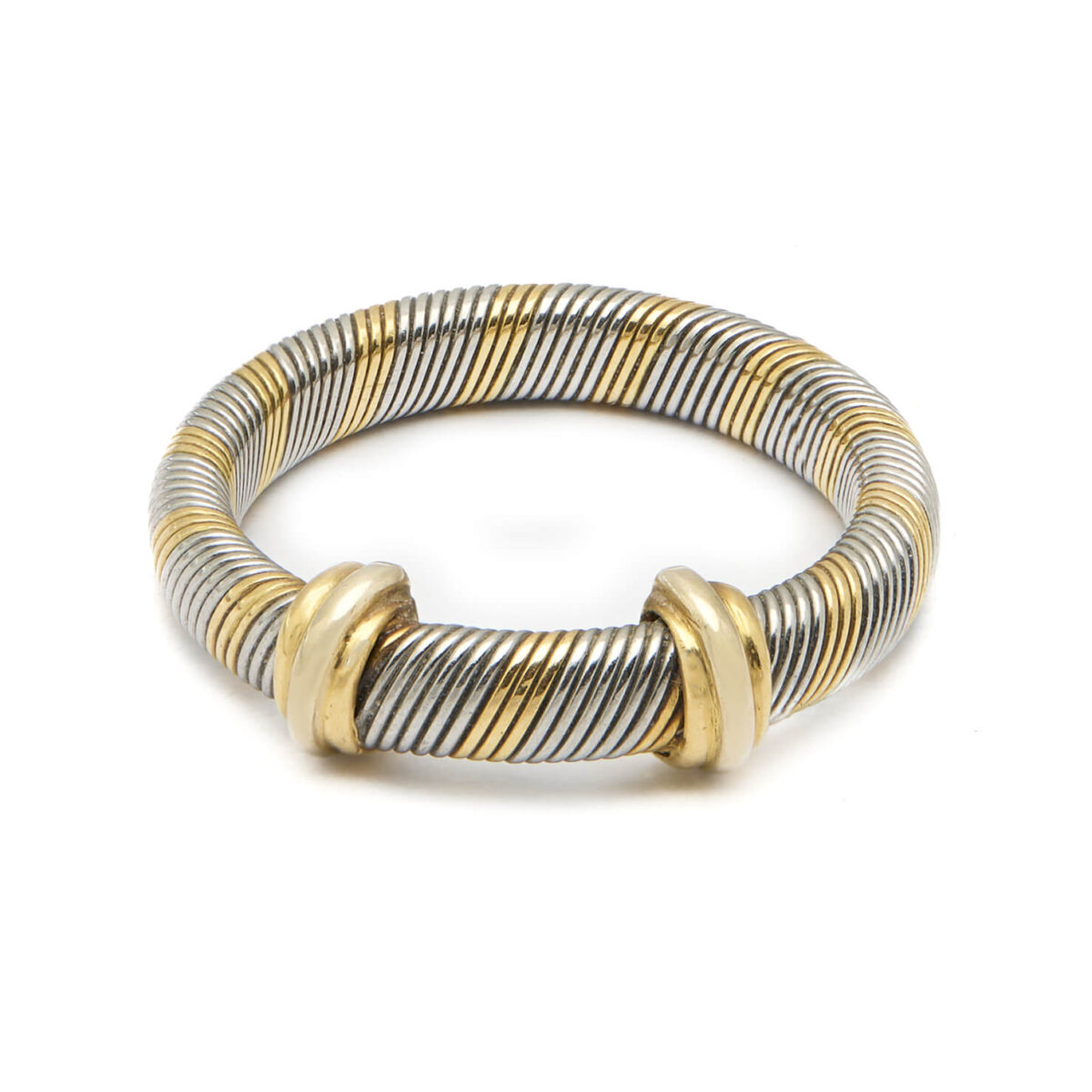 Anello Cartier trinity tubogas in oro giallo 18kt e acciaio