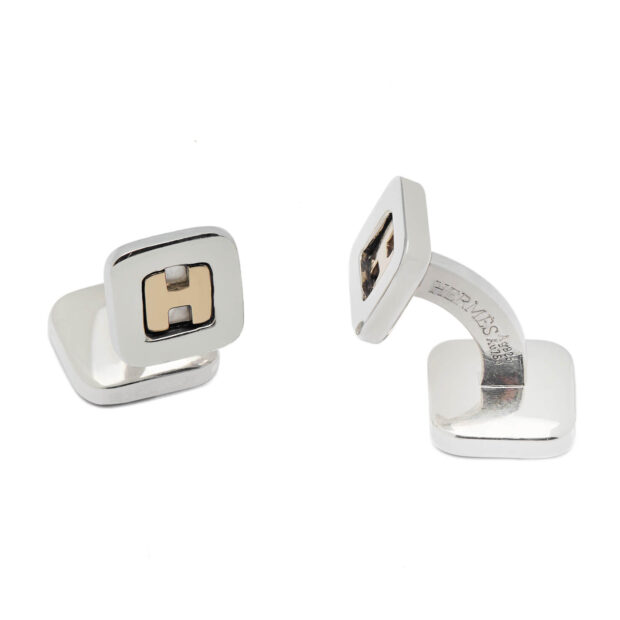 Gemelli Hermes "H" in argento e oro