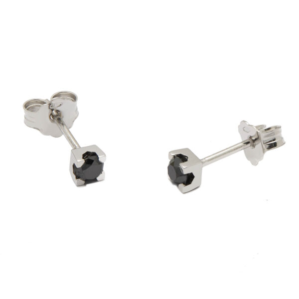 Orecchini punto luce in oro bianco e diamanti neri 0,30ct