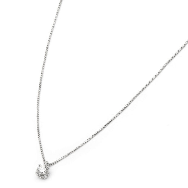 Catenina punto luce in oro bianco e diamante 0,20ct
