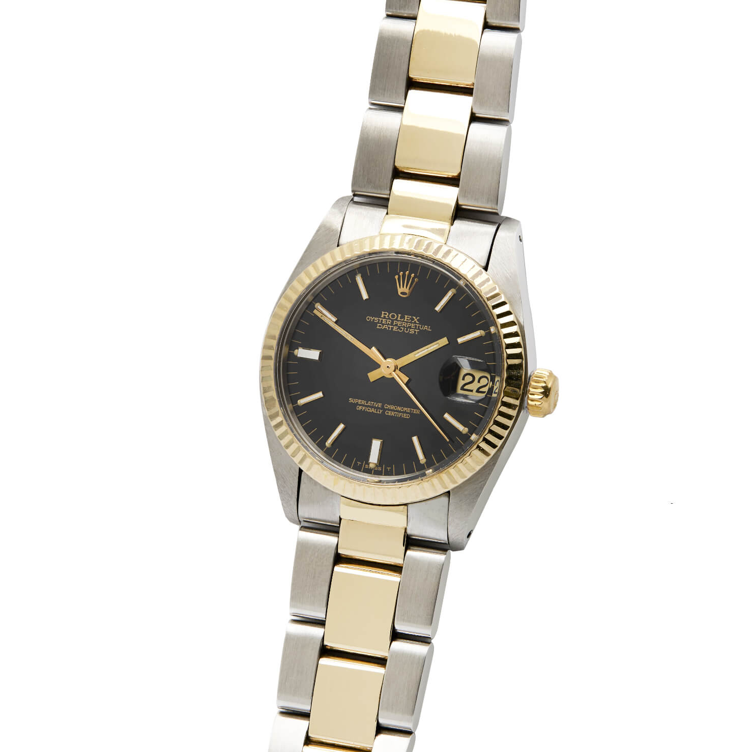 Rolex Datejust 31mm medio gilt dial steel gold ref 6827