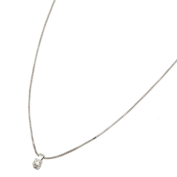 Collana punto luce in oro bianco e diamanti 0,04ct