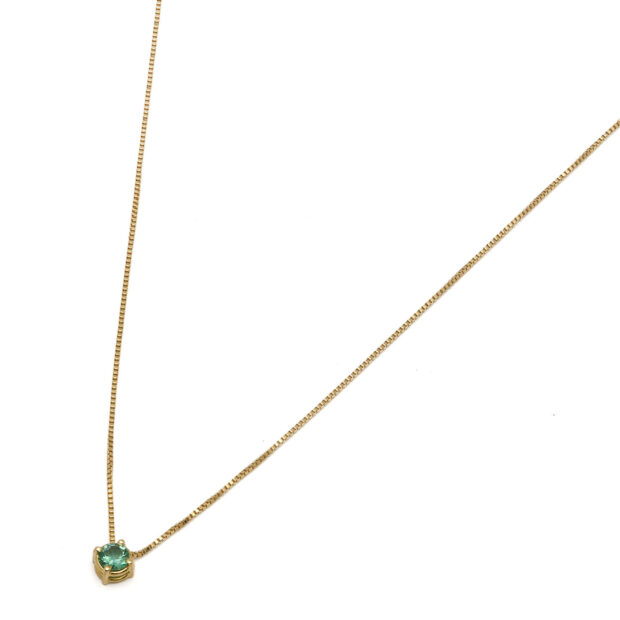 Collana punto luce in oro giallo con smeraldo