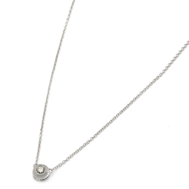 Collana punto luce a cipollino in oro bianco e diamante 0,15ct