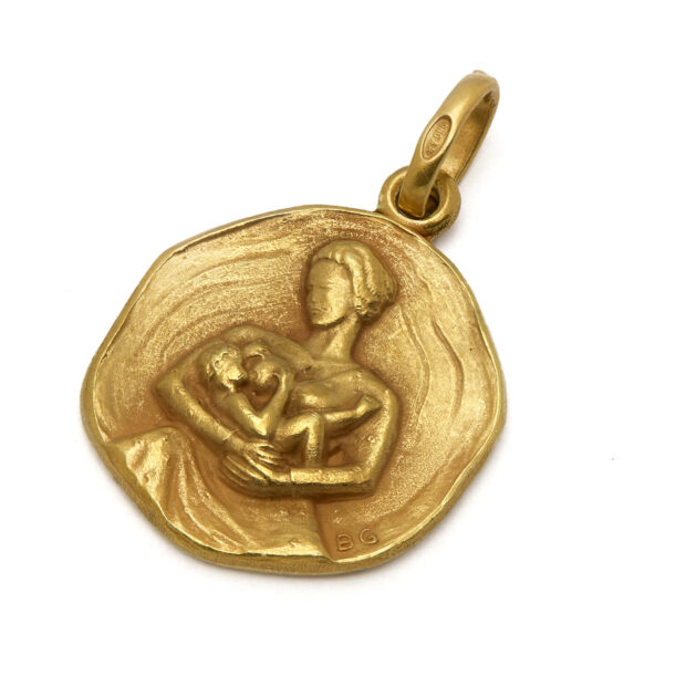 Ciondolo in oro giallo donna con bambino