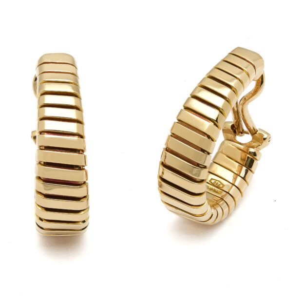 Orecchini cerchio Bulgari tubogas in oro giallo