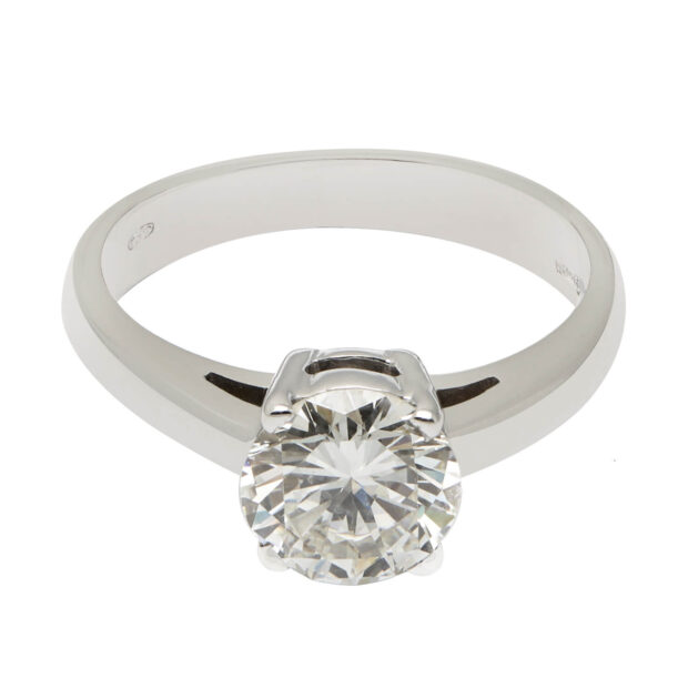 Anello solitario in oro bianco e diamante 1,34ct